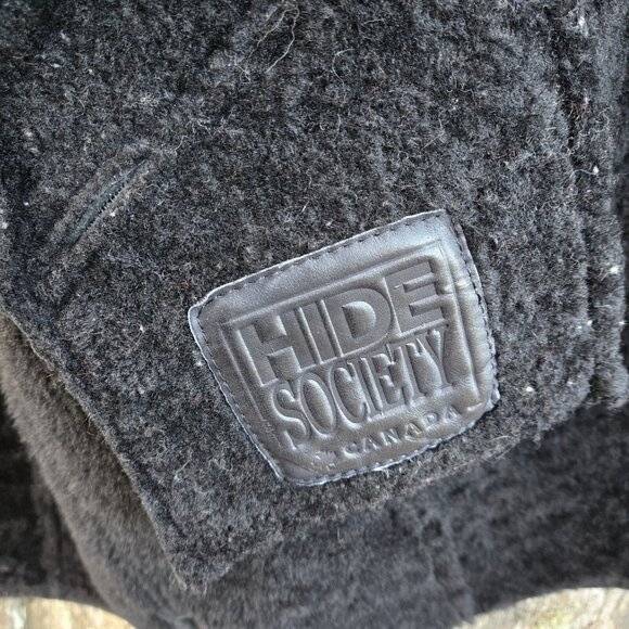 Vintage 80s Black Sheepskin Coat Womens Size M Mid Length Medusa Head Buttons - Picture 14 of 15